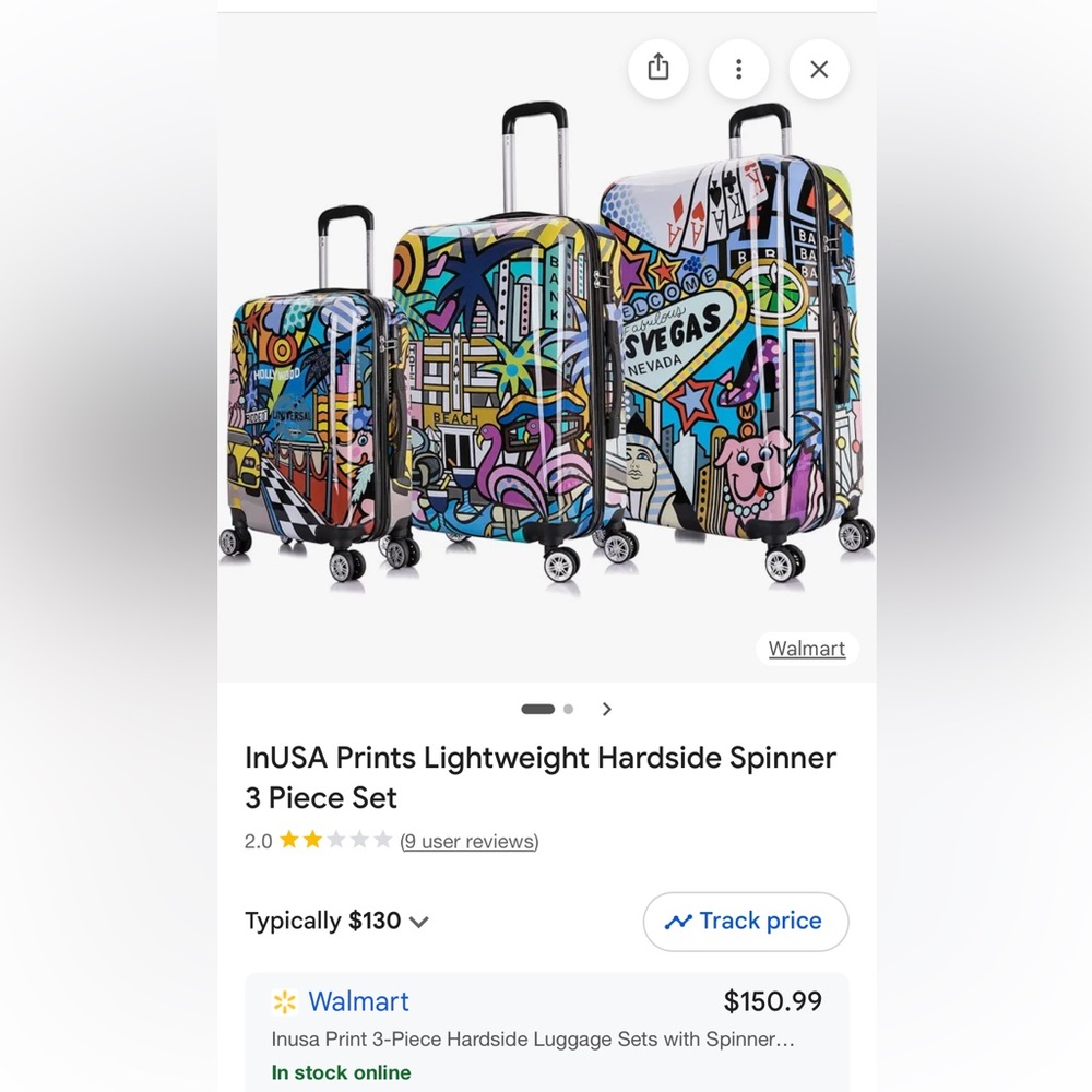 InUSA Printed Lightweight Hardside Spinner Luggage Set - Colorful Pop Art